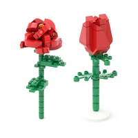 moc diy decorate rose flower model enlighten compatible with friends assembles particles creation building block bricks gift toy