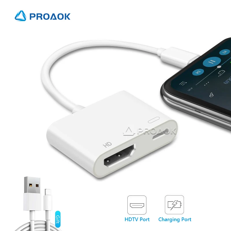 Для перехода от разъема Lightning к совместимому с HDMI кабель 1080P для iPhone телевизору