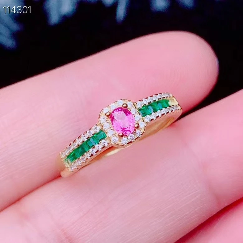 Ювелирные изделия из стерлингового серебра 925 пробы кольцо с розовым сапфиром