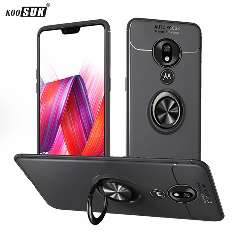 Чехол для Motorola Moto G7 Plus, роскошный полный защитный чехол с магнитным кольцом, противоударный чехол для MOTO G7 G6 G5s Plus, чехол - Color: Black
