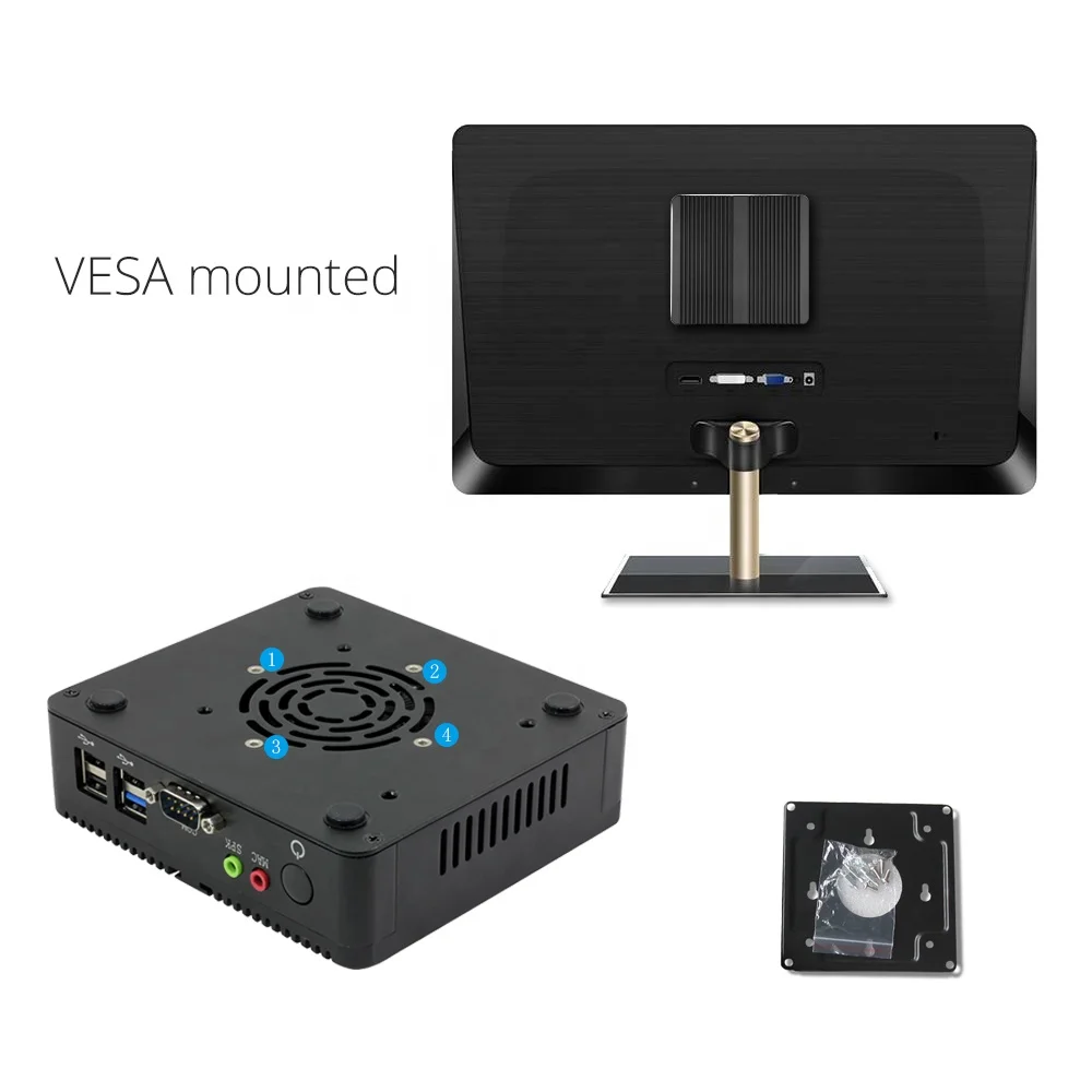 Промышленный мини ПК системный блок автомобильный с Intel N3350 Windows 10 VGA RS232 RJ45|Мини ПК|