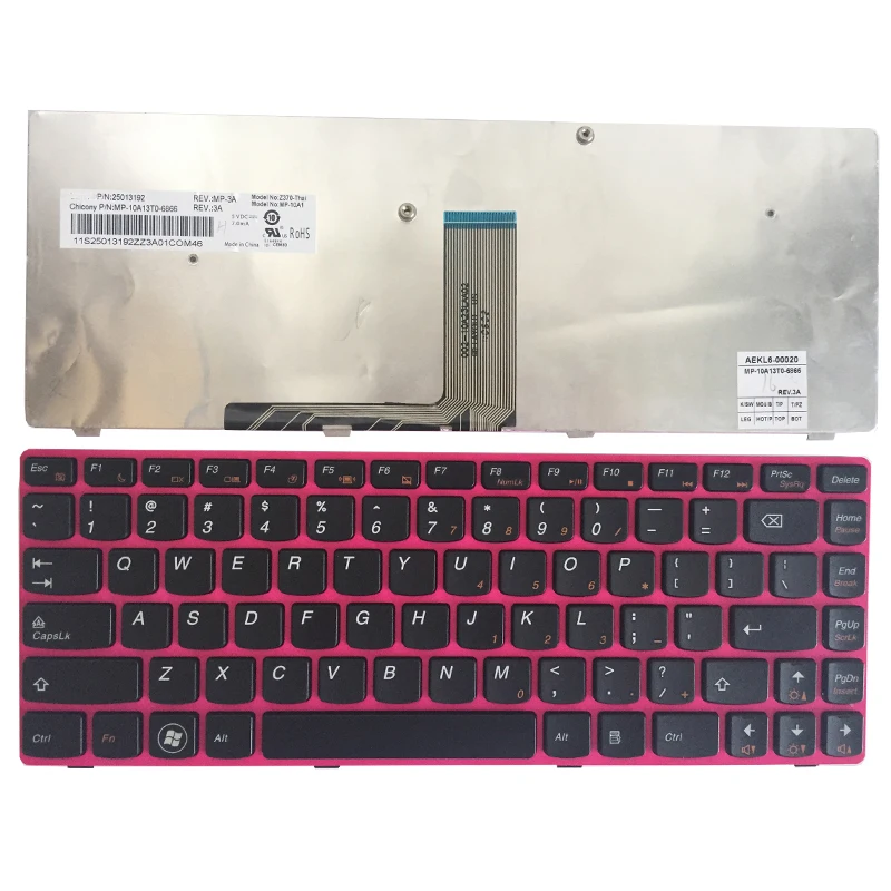 Клавиатура для ноутбука Lenovo IdeaPad Z370 Z470 Z470A розовая рамка | Компьютеры и офис