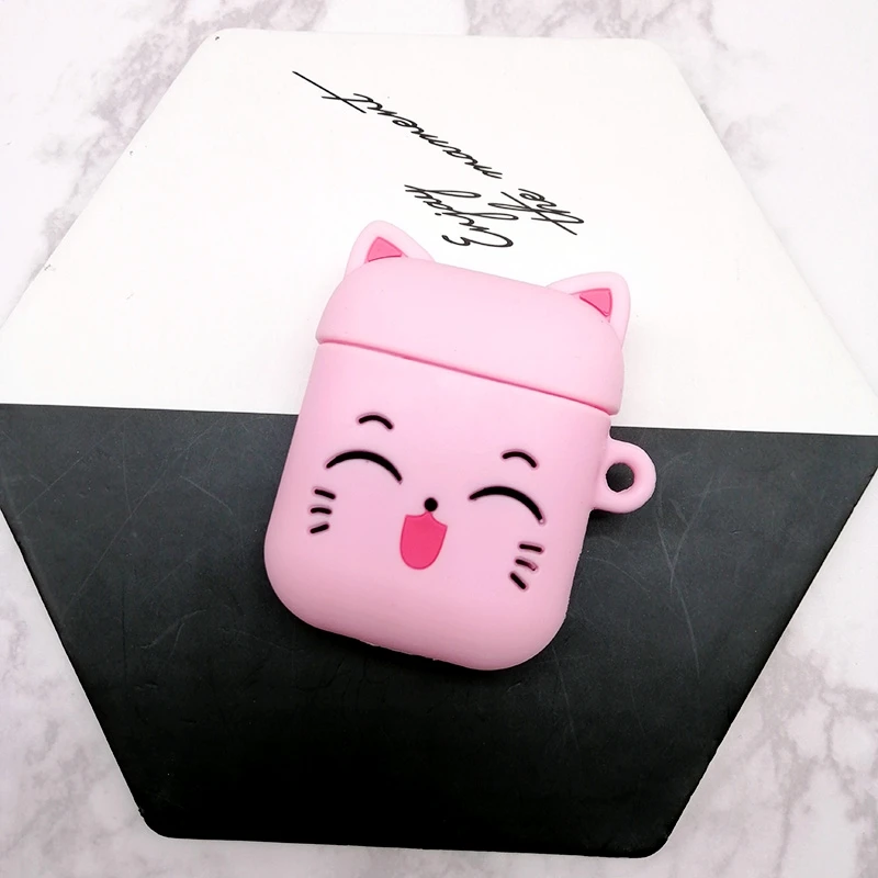 Pinkcat Милый мультяшный беспроводной чехол для наушников Apple Airpods 1 2, мягкий силиконовый чехол для наушников Airpods, защитный чехол s - Цвет: Pinkcat