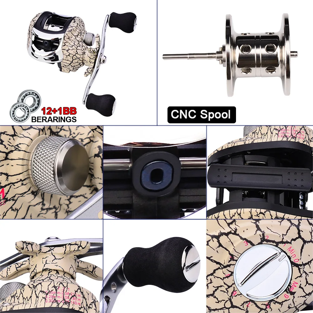 Baitcasting Fishing Reel 2021 New 12+1 Bearings 7.2:1 Ratio Drag Power 10kg Magnetic Brakes for Bait Casting Pesca | Спорт и