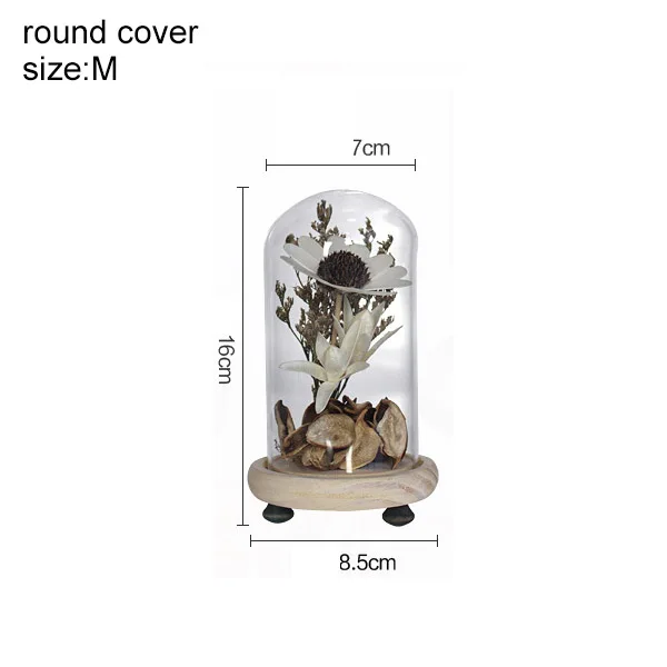 ROUND COVER Креативные украшения для дома, аксессуары, стеклянная крышка, произведение искусства, настольные Ремесла, Декор, сушеная Цветочная ваза с орнаментом, подарки, микро пейзаж - Цвет: ROUND COVER