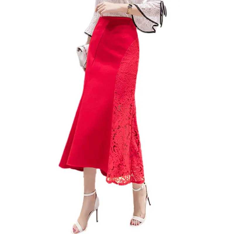 SymorHouse размера плюс с кружевной юбкой для женщин новая корейская мода длинные
