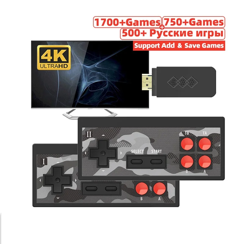 

Data Frog Mini 4K Video Game Console Dual Players and Retro Build in 1700+ NES Games Wireless Controller HD/AV OUT Dendy Prefix