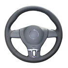 Черная искусственная кожа, чтобы наушники не выскальзывали чехол рулевого колеса автомобиля для Volkswagen VW Tiguan Lavida Passat B7 Jetta Mk6 2010-2015