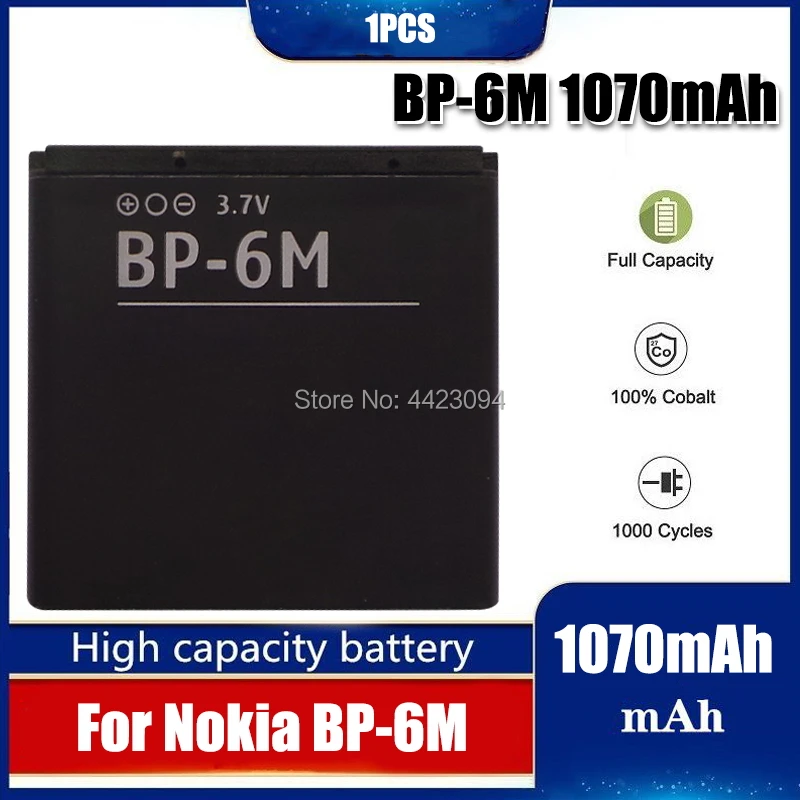 1pc 1070mah li ion replacement battery bp 6m bp6m bp 6m phone batteries for nokia 6233 6280 6288 9300 n73 n77 n93 n93s free global shipping
