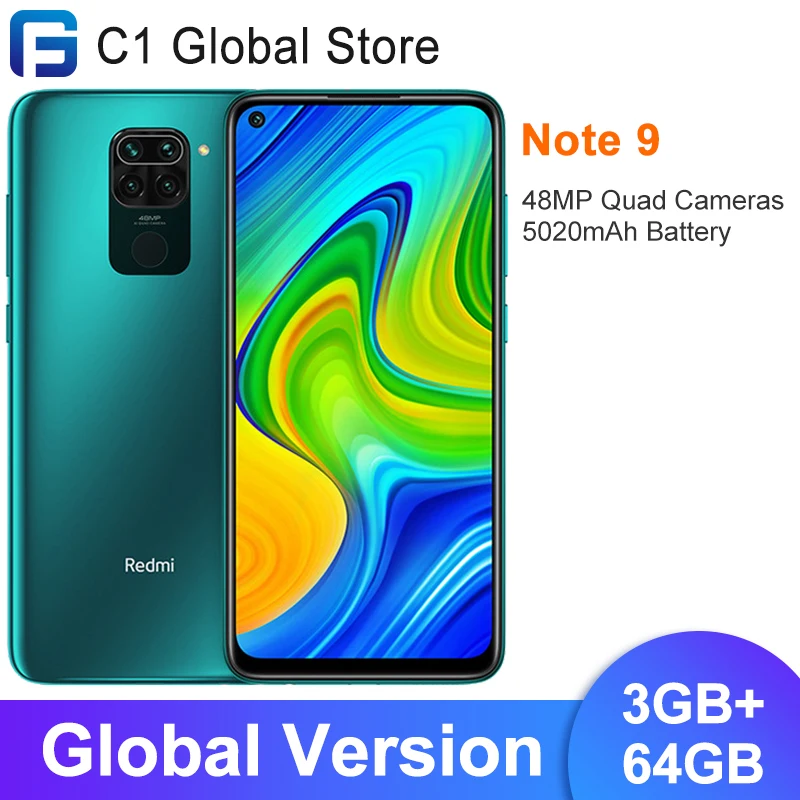 Глобальная версия Xiaomi Redmi Note 9 Note9 3 Гб оперативной памяти 64 ГБ мобильный телефон