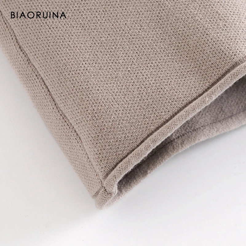 

BIAORUINA Women's All-match Solid Color Oversize Casual Knitted Sweatshirt Female Loose Fashion Pullover Active Wear Round Neck