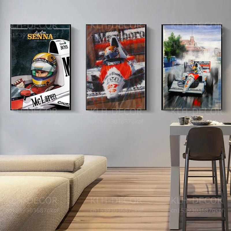 S217 формула гоночный автомобиль Айртон Сенна Плакат Картина маслом водитель