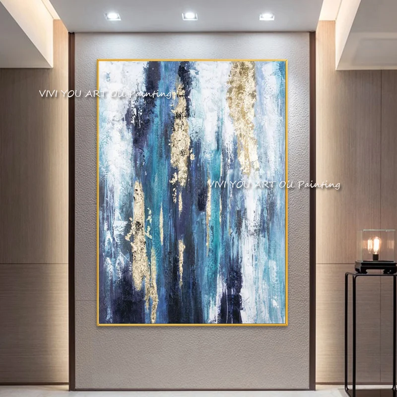 Aritist 100% ручная работа Золотая Великолепная абстрактная живопись большая