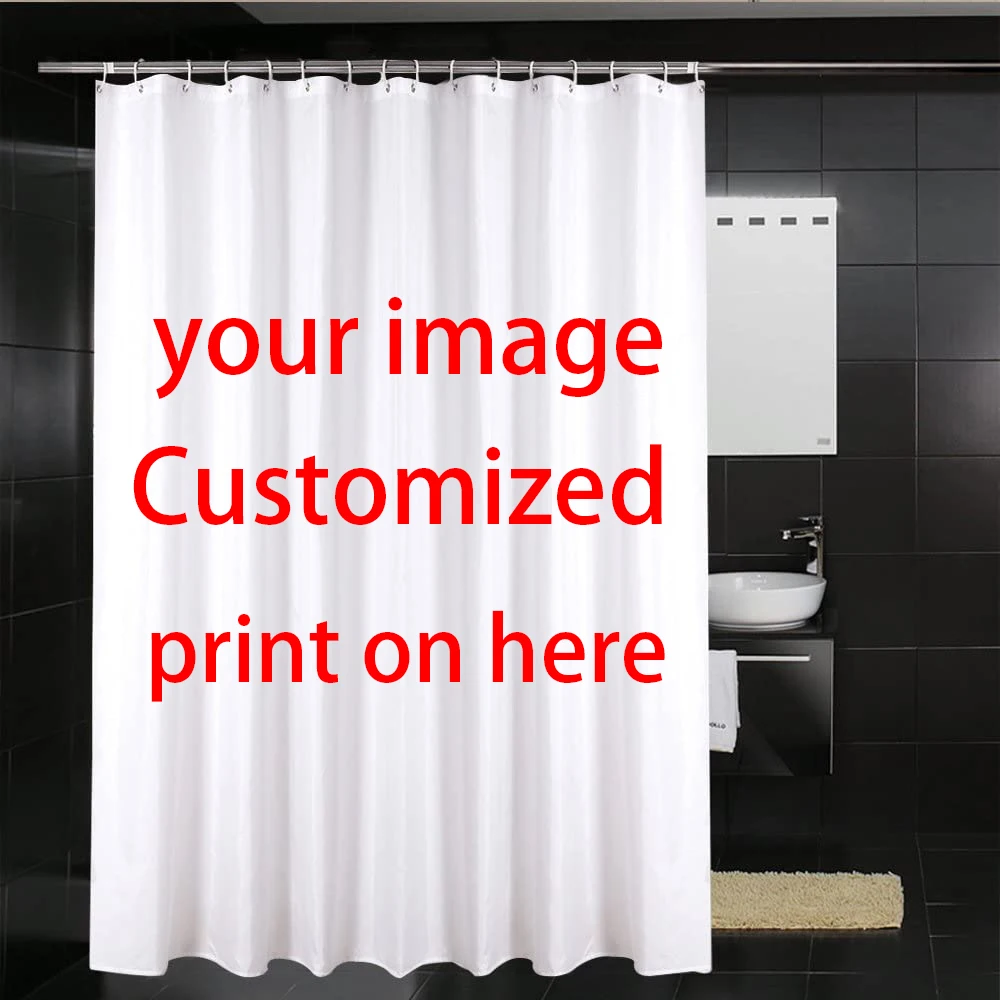 

Custom Bathroom Curtain Print Your Pattern Shower Curtain Polyester Fabric Bath Curtain Waterproof with Hook for Bathroom