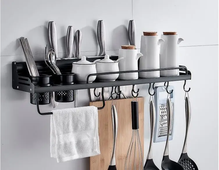 Кухонная полка Tukiwu 40 см/50 см/60 см черная подставка для кухонных приправ