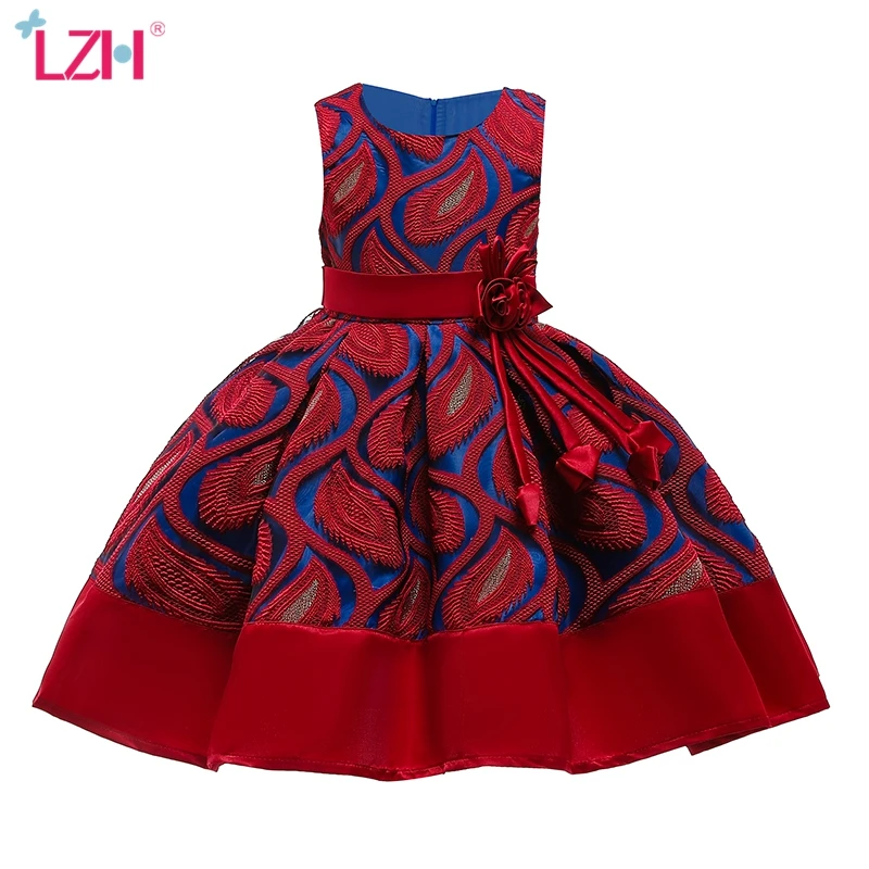 LZH/свадебное платье с цветами для девочек Рождественский костюм Детское дня