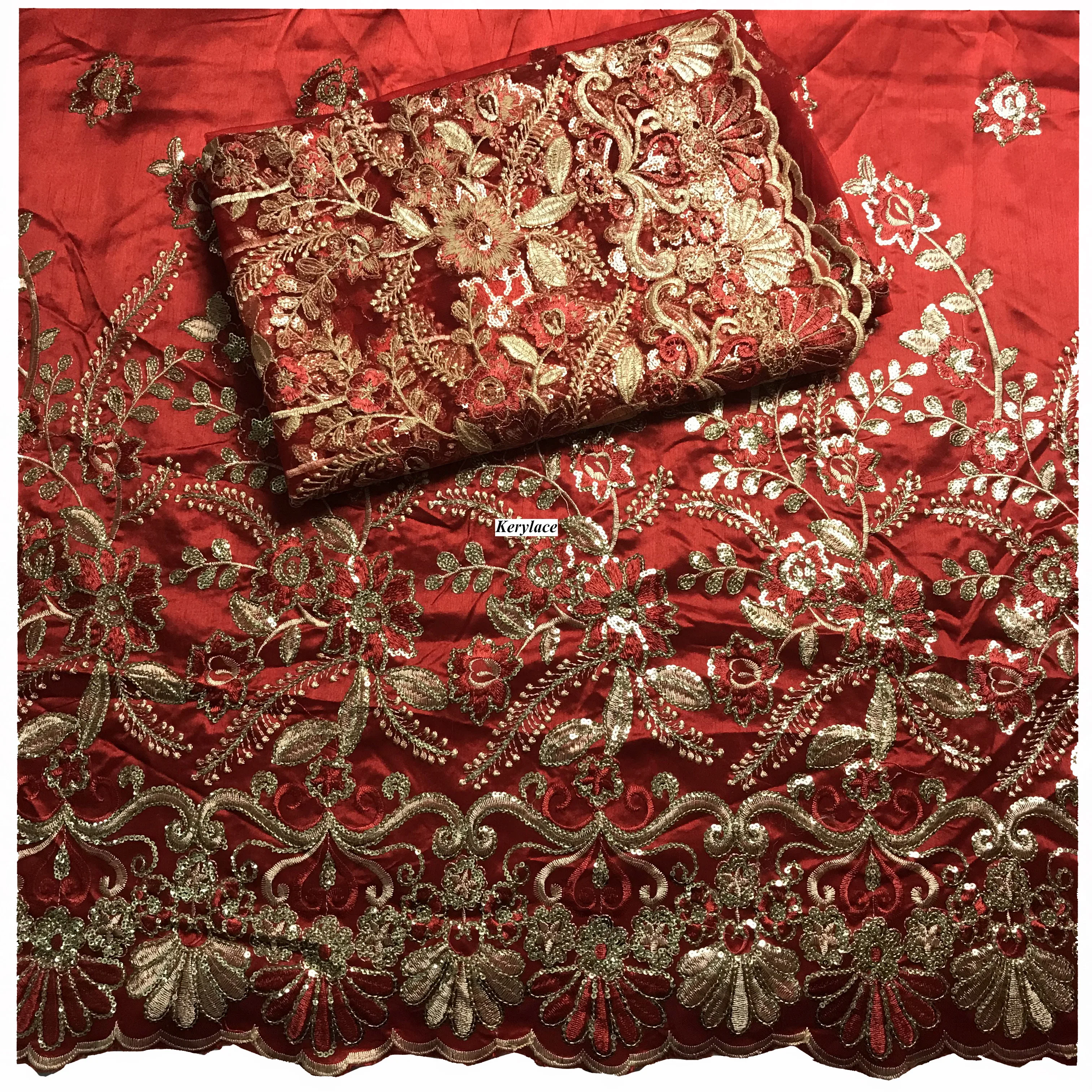 Кружевной шарф из 100% хлопка с блестками в африканском стиле красного цвета