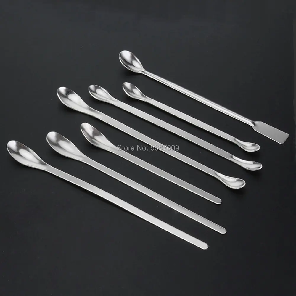 10pcs/lot lab Single/Double/Square-head stainless steel drug Reagents sample weighing spoon 16/18/20/22/25/30cm