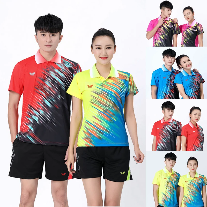 

New Short Sleeve Mens Womens Badminton Sport Shirts Quick Dry Breathable Table Tennis Running Sport T Shirts Jersey Team Tops
