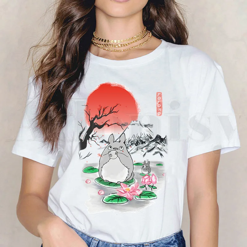 

Short Sleeve Female Tops Tees Totoro Studio Ghibli Kawaii Miyazaki Hayao Anime T Shirts Women's T-shirt Harajuku Vintage