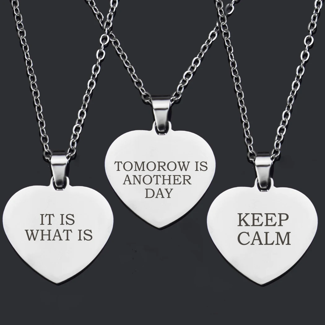 

Ожерелье с надписью «Завтра-другой день» в форме сердца, Модные металлические подвески с выгравированными буквами, ожерелья с надписью «KEEP ...