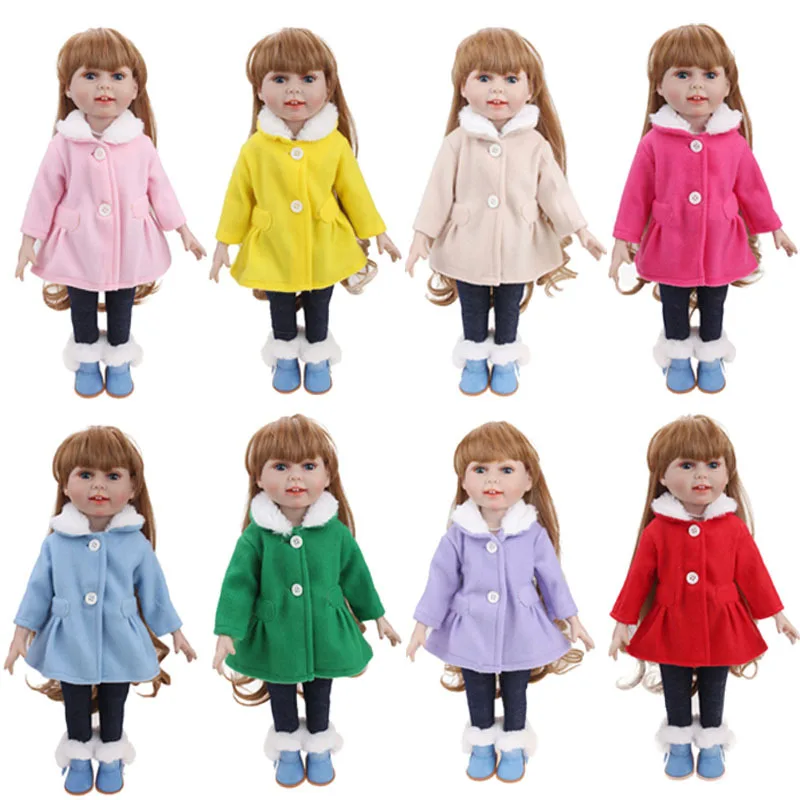 Одежда для кукол девочек 18 дюймов комплект шерстяного пальто + брюки