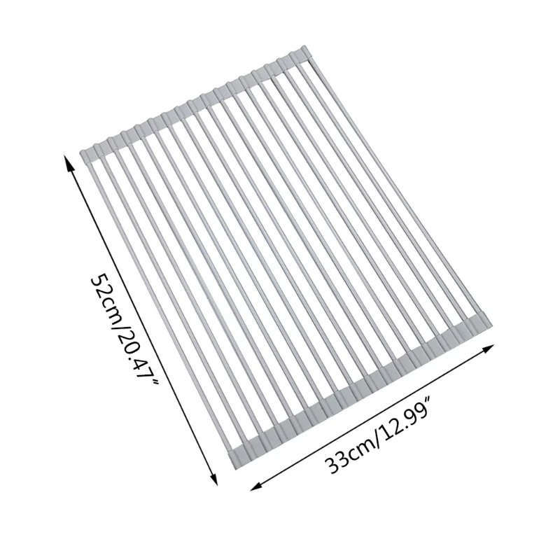 

Roll Up Foldable Dish Drying Rack Over The Sink Non-Slip Silicone Coated Metal Drainer Mat Kitchen Vegetable Organizer