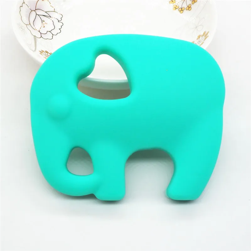 Turquoise Chengkai 10 шт. силиконовые Слон Прорезыватель зубов для малышей животное против грызунов нового дизайна кулон кольцо для соски зубные кольца для детей сенсорные украшения игрушка - Цвет: Turquoise