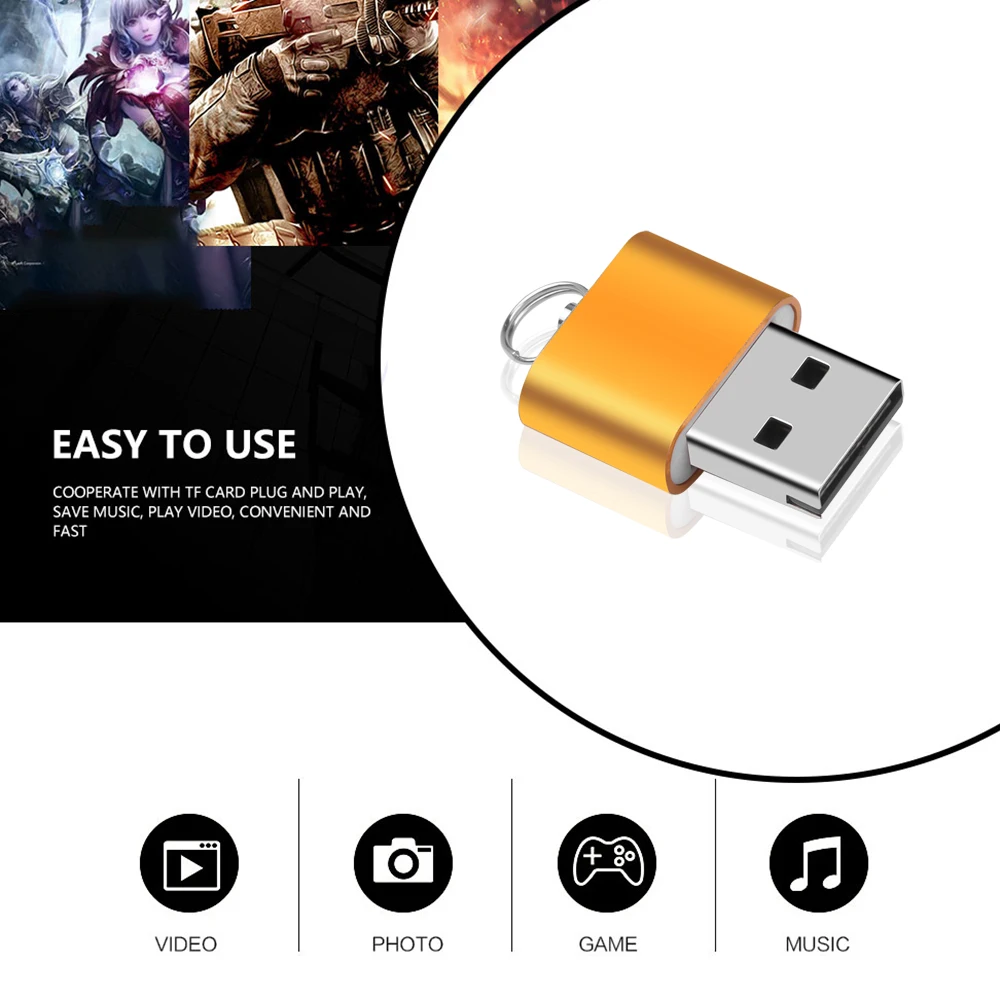Мини USB-адаптер для чтения карт памяти с кольцом ключей высокоскоростной