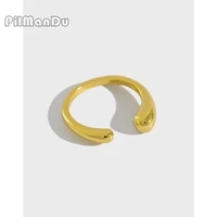 pilmandu s925 sterling silver finger rings ins simple water drop glossy female fine ring jewelry rings for women