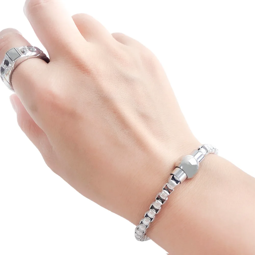 Гламурный Круглый браслет-цепочка мужской Pulseira ювелирный подарок браслет серебряный Модный панк пара Будда браслет женский