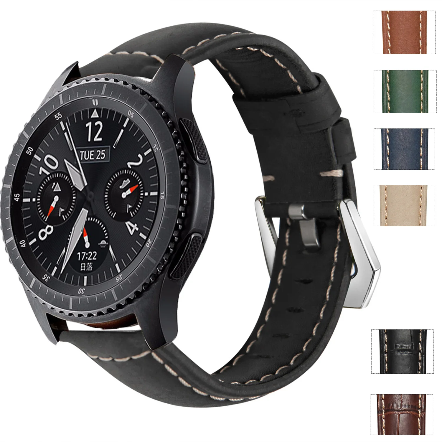 

20mm 22mm Genuine Leather Watch Band for Huawei GT2 Samsung Galaxy Watch 46mm 42mm Quick Release Strap