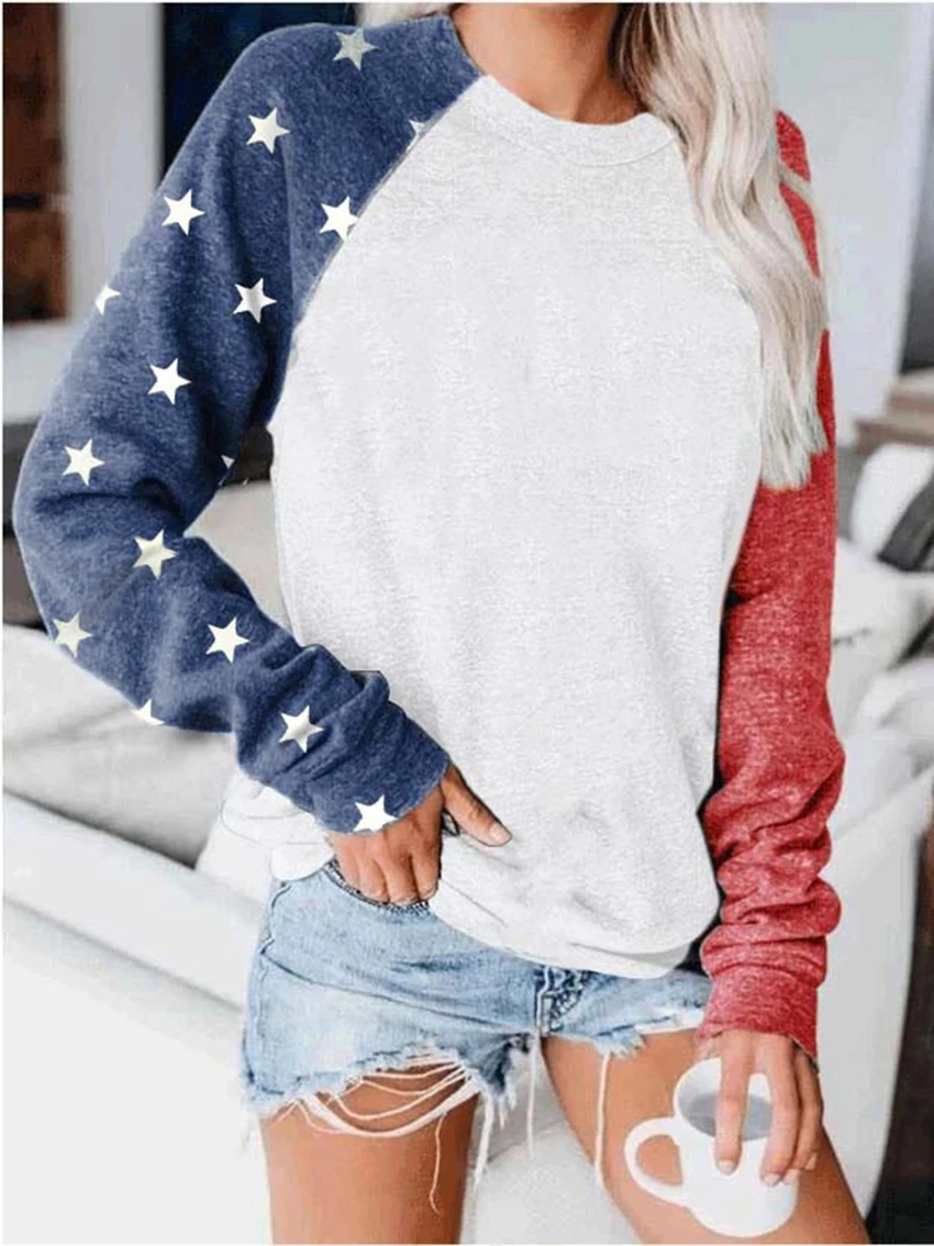 

Summer Autumn Long Sleeve Tops Tee Women O-neck Loose Tee Print T-shirt Harajuku Top S-2XL Raglan Sleeve Baseball T shirt