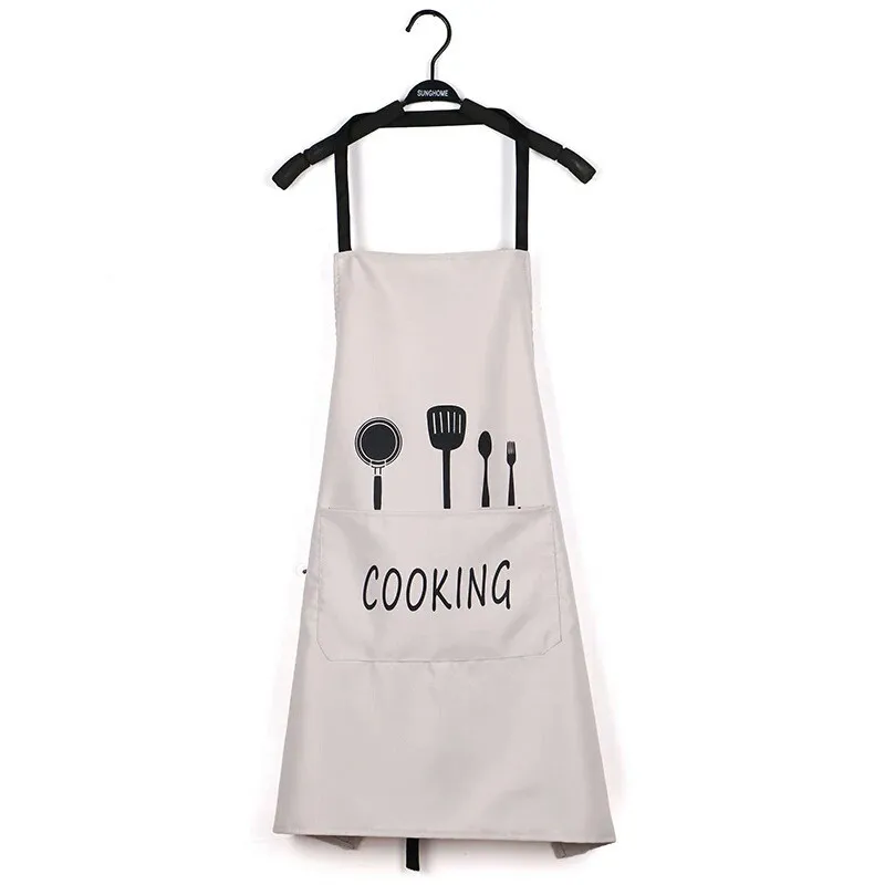 

Cooking Kitchen Leaves/Letter /Solid Color Apron Women Home Gardening Multipurpose Pocket Apron Kitchen Stain Resistant Apron