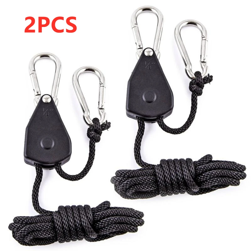 1 Pair 8 Inch Ratchet Hanger Pulley Rope For Hanging Tent Room  Grow Plant Lamp Pulley Hook Plastic/Metal Pulle Grow Light Hook