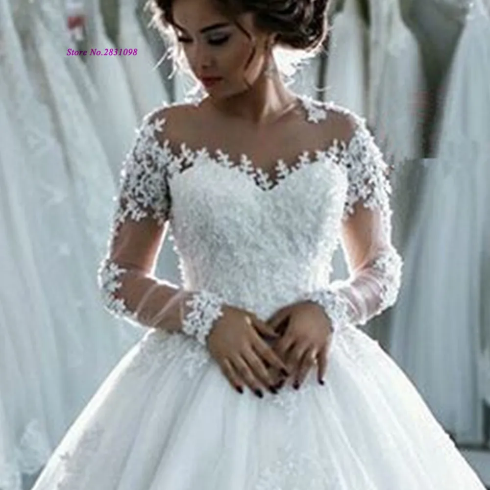 Vestido de Noiva Manga Longa арабские Свадебные платья с длинным рукавом Кружевное платье