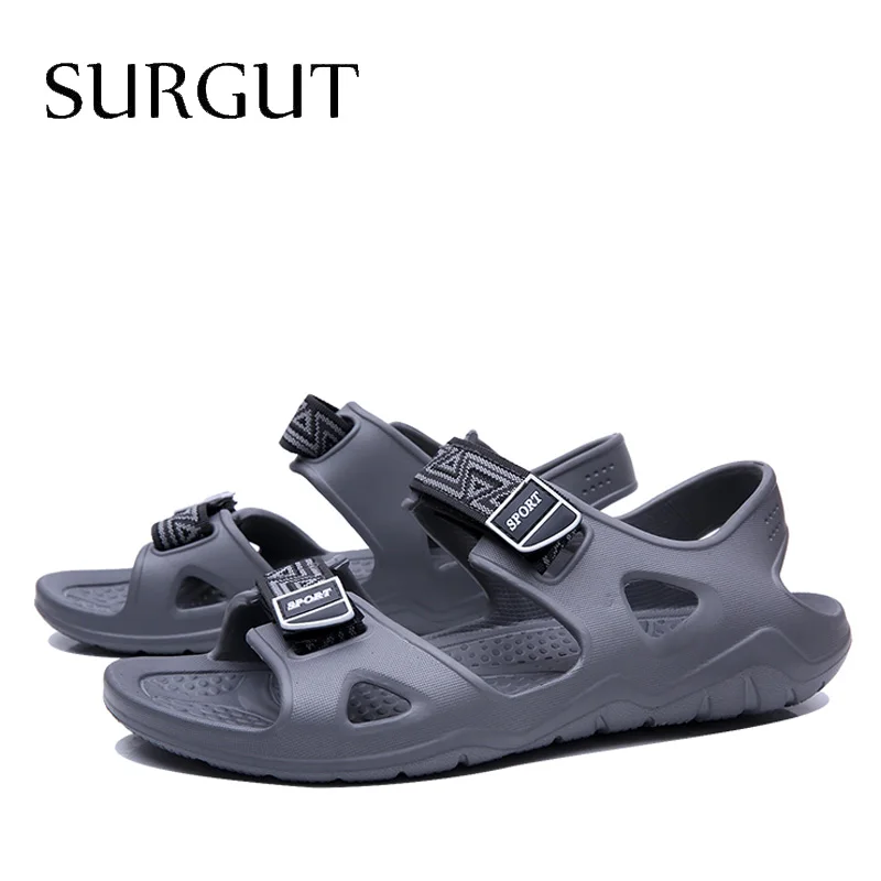 Мужские пляжные сандалии на липучке SURGUT черные классические для прогулок