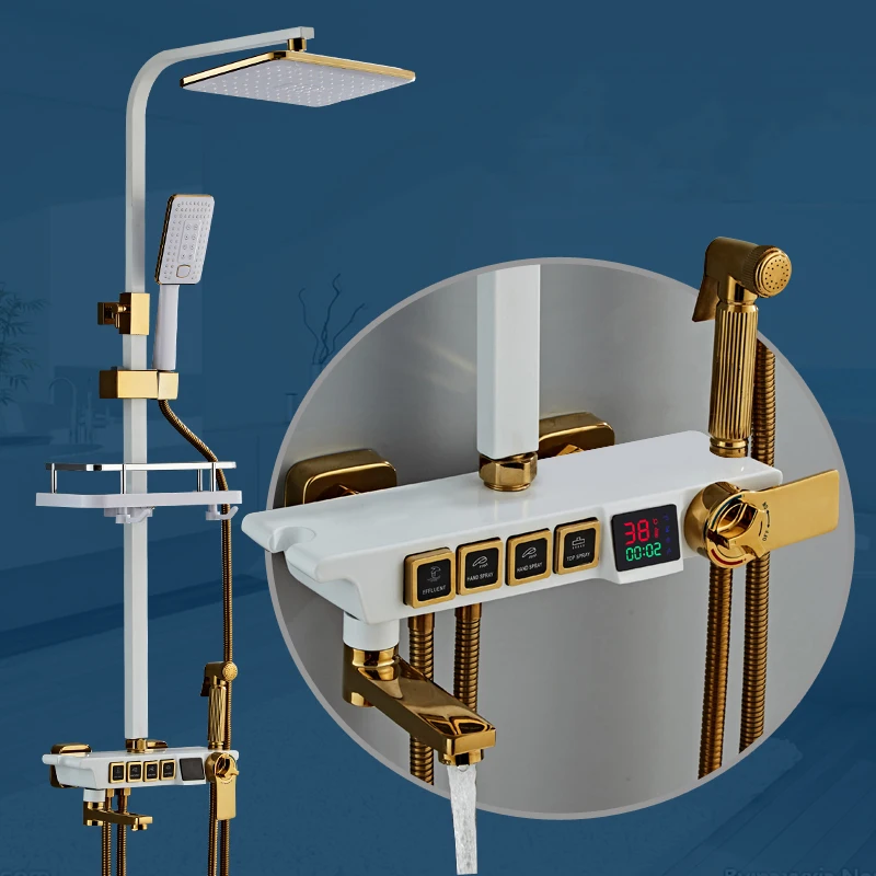 Черный Термостатический смеситель для душа набор ванной белый ванны с цифровым
