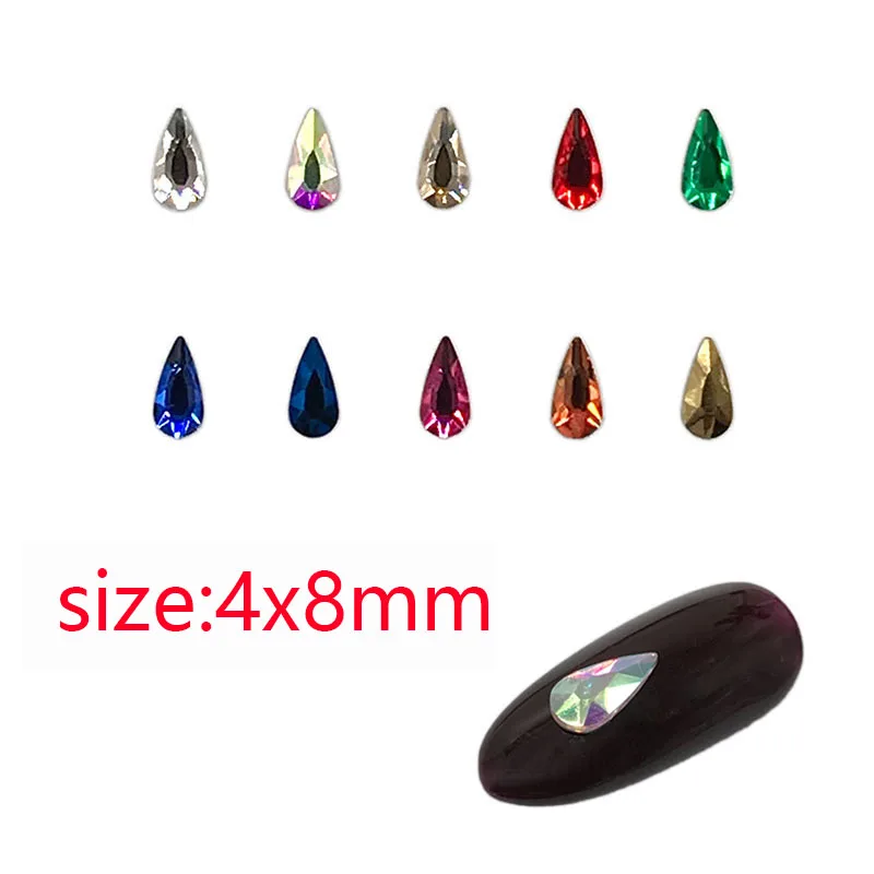 

30pcs Nail art rhinestone 4x8mm water drop flatback glass crystal for nail DIY decoration rhinestone