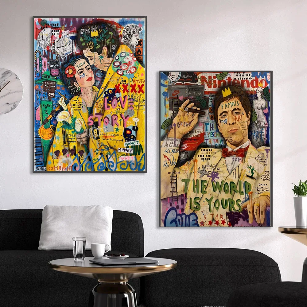 

Vintage Graffiti Posters Artist Jisbar Artwork The World is Yours Canvas Painting Wall Art Print Picture For Living Room Decor
