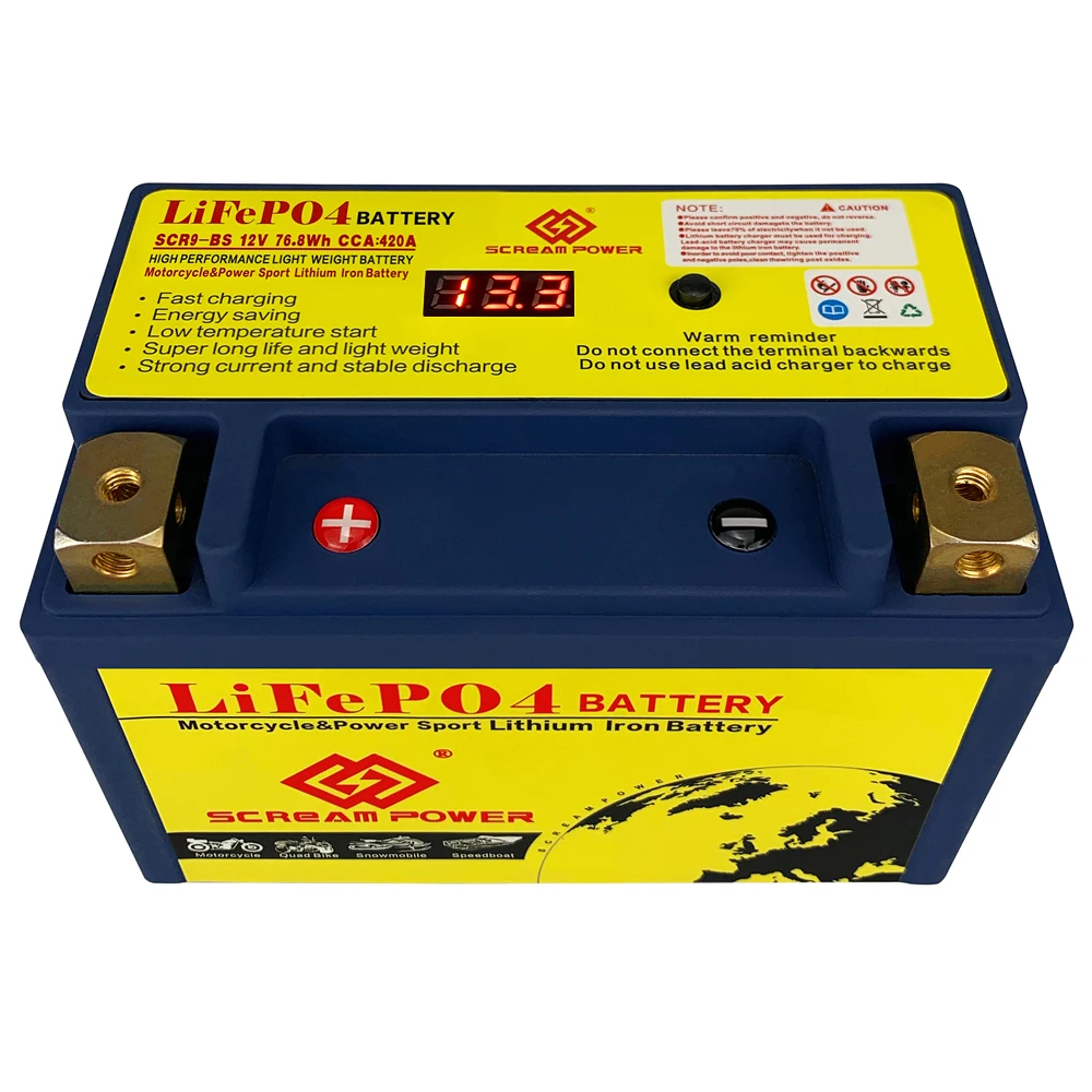 

9-BS 12V CCA 350A 6Ah NEW LiFePO4 Motorcycle Starter Scooter Lithium Battery With BMS YTX9-BS for ATVs Jet Ski's Energy