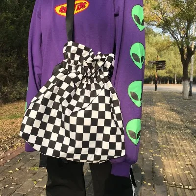 Bucket bag 4 Винтажный уличный Японский Корейский Холщовый клетчатый рюкзак для студентов, школьников, мужчин и женщин, Сумка с пряжкой на молнии, Студенческая дорожная сумка для книг - Цвет: Bucket bag 4