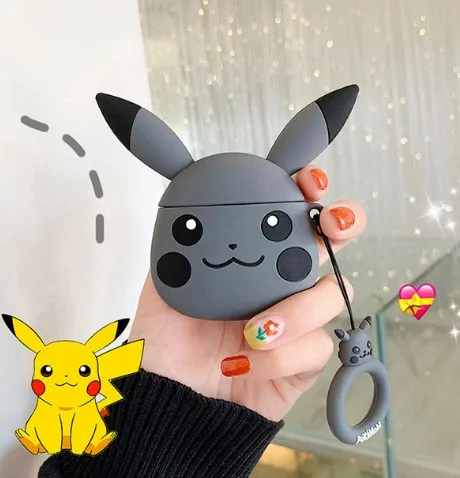 Airpods1/2 Щит сумка для наушников гелевый Чехол японский мультфильм Snorlax Покемон go Покемон, монстр покебол Пикачу - Цвет: Темно-серый