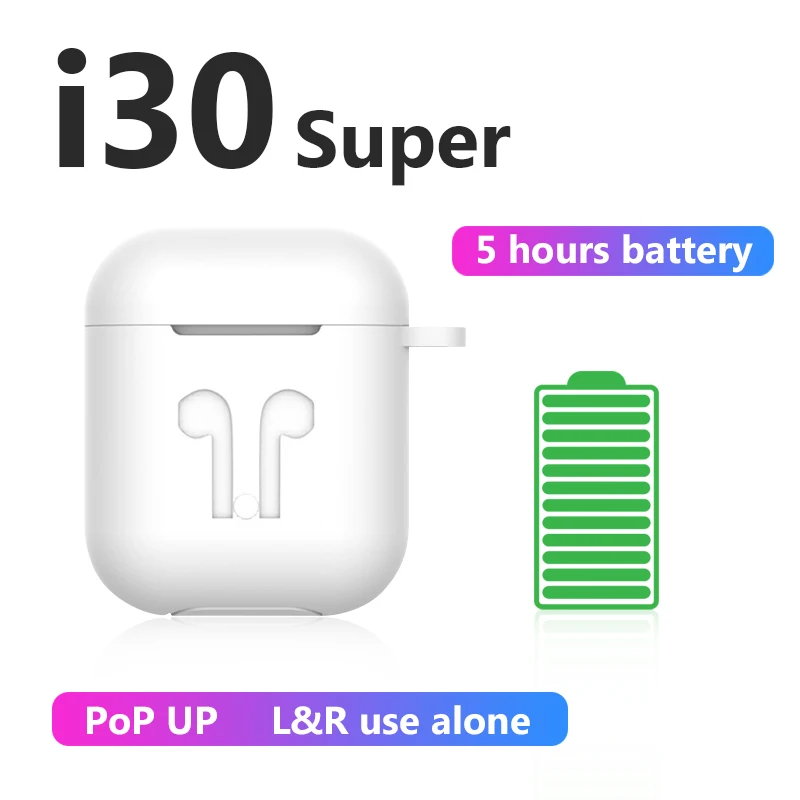 white TWS i30 1:1 PK беспроводные наушники Bluetooth наушники PK M& J i7s i9s i10 i12 i14 i13 TWS наушники для мобильных телефонов - Цвет: white