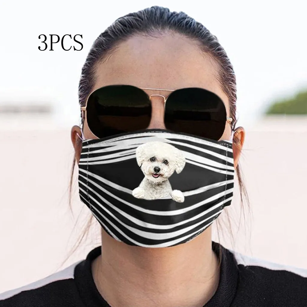 Маски для вечерние принты обычные собаки дышащая Обложка лица с фильтром можно