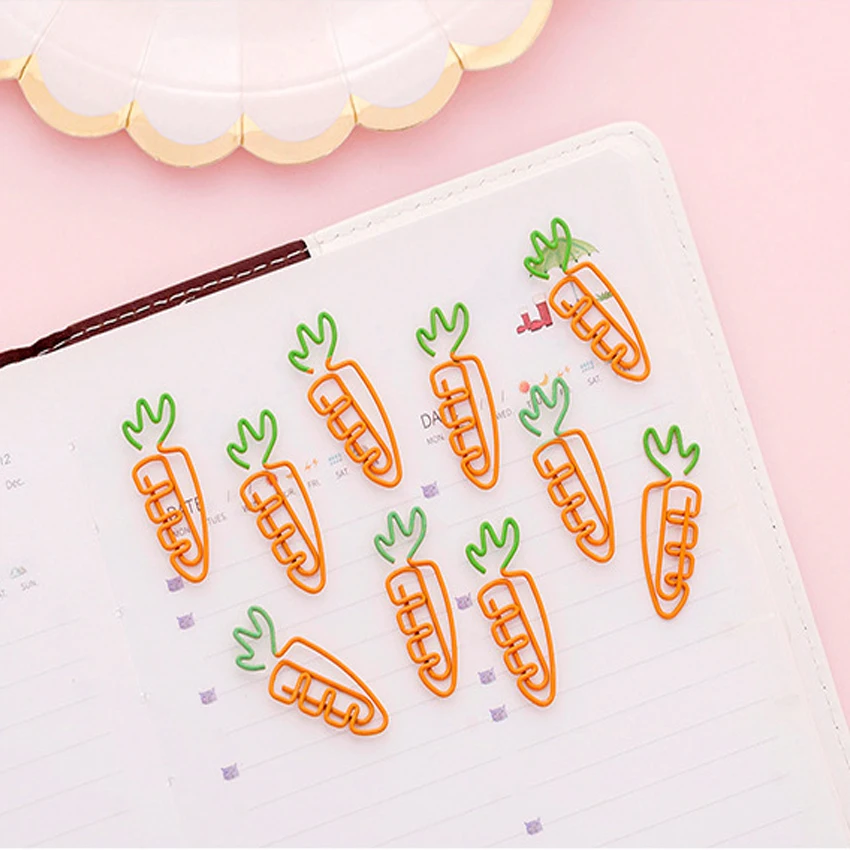 

10pcs/lot Carrot Shape Paper Clip Bookmark Book Holder bookmarks for book holder gift school supplies