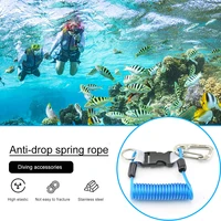 spring rope anti lost lanyard hook stainless steel telescopic diving camera coil with quick release buckle diving accessories
