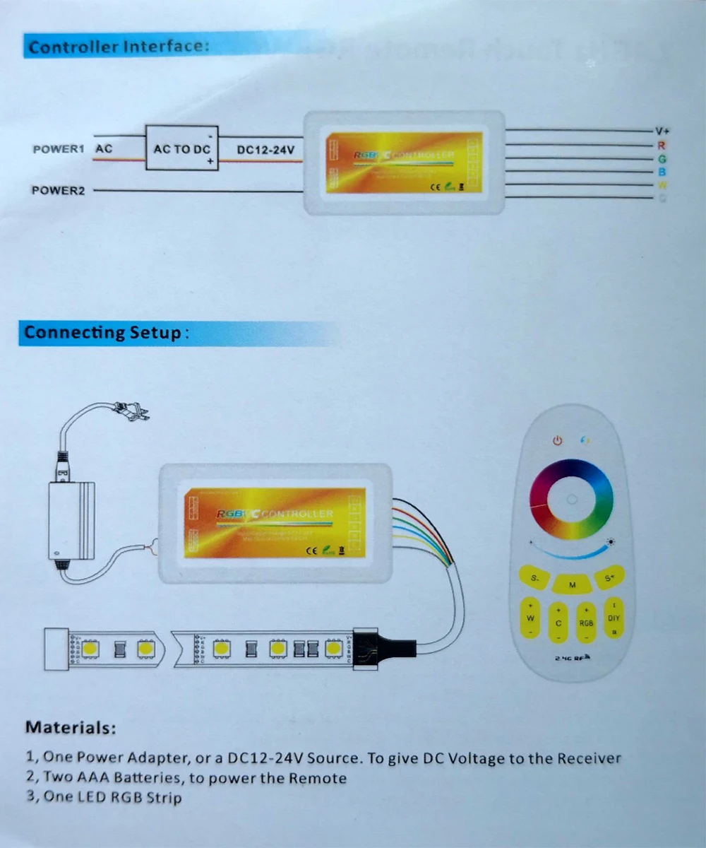 5 м RGBCCT 90led/M светодиодная лента 5050 RGB+ 2835 белый/теплый белый+ 2,4G RF RGBWC контроллер+ 12 В 6A мощность