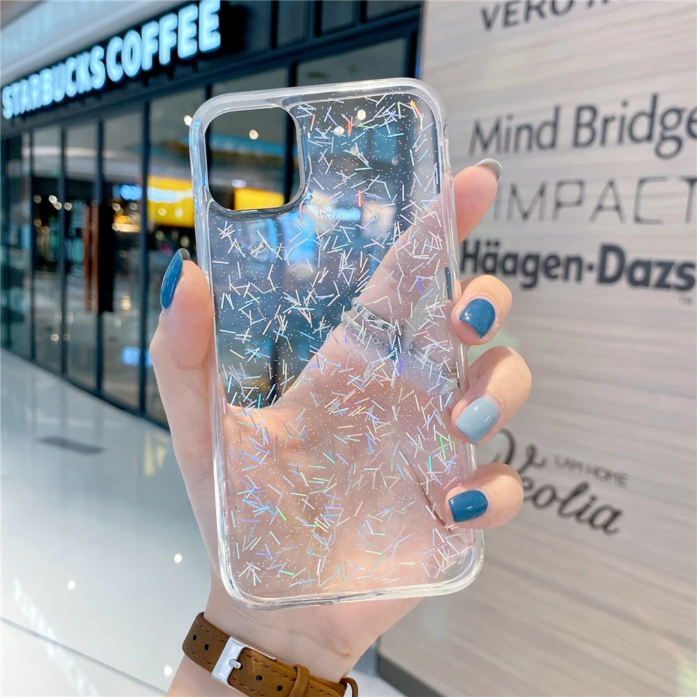 Блестящий силиконовый чехол с лазерным дождём для Huawei P Smart 2019 2020 2021 Z Plus задняя