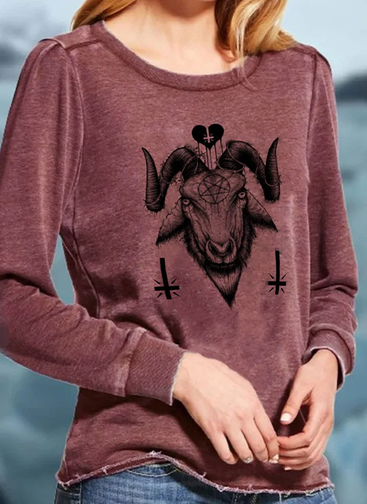 

New Halloween women's sweater printed skull head warm T-shirt